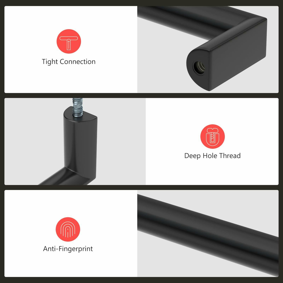homdiy Cabinet Handles Matte Black 5in 128mm Hole Centers 25Pack