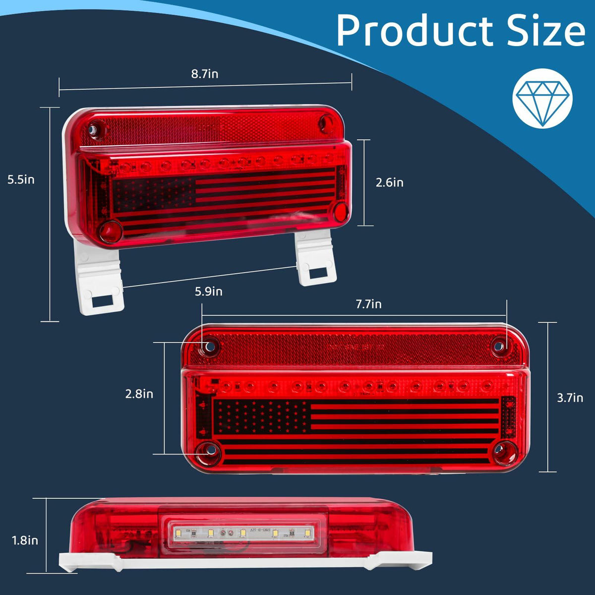 EXERAUO 77 LED RV Tail Lights Brake Stop Turn Waterproof Red HDD-020