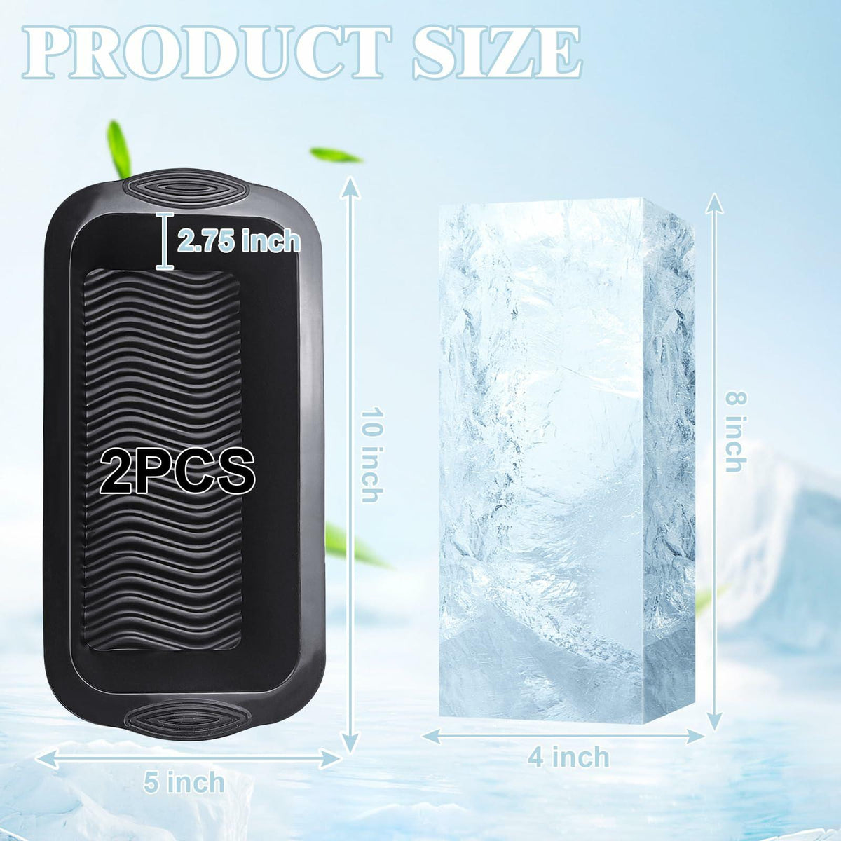 POUYRBA 2pcs Extra Large 6LB Blue Silicone Ice Block Mold for Ice Bath