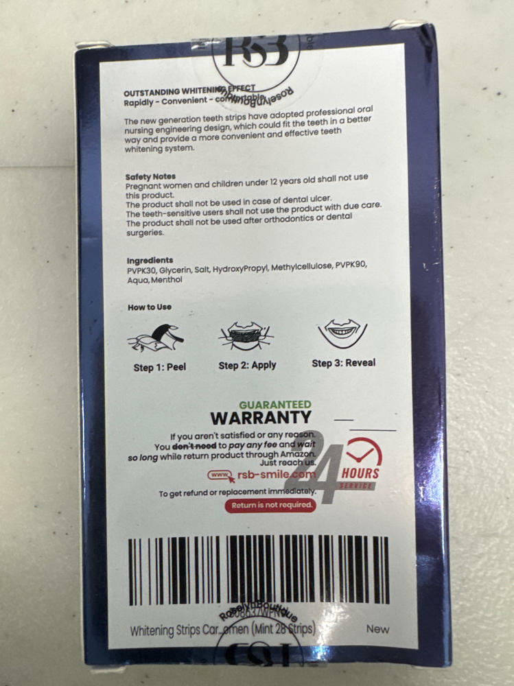 Care Enamel Whitening Strips Teeth Whitener Kit Mint 28 Strips