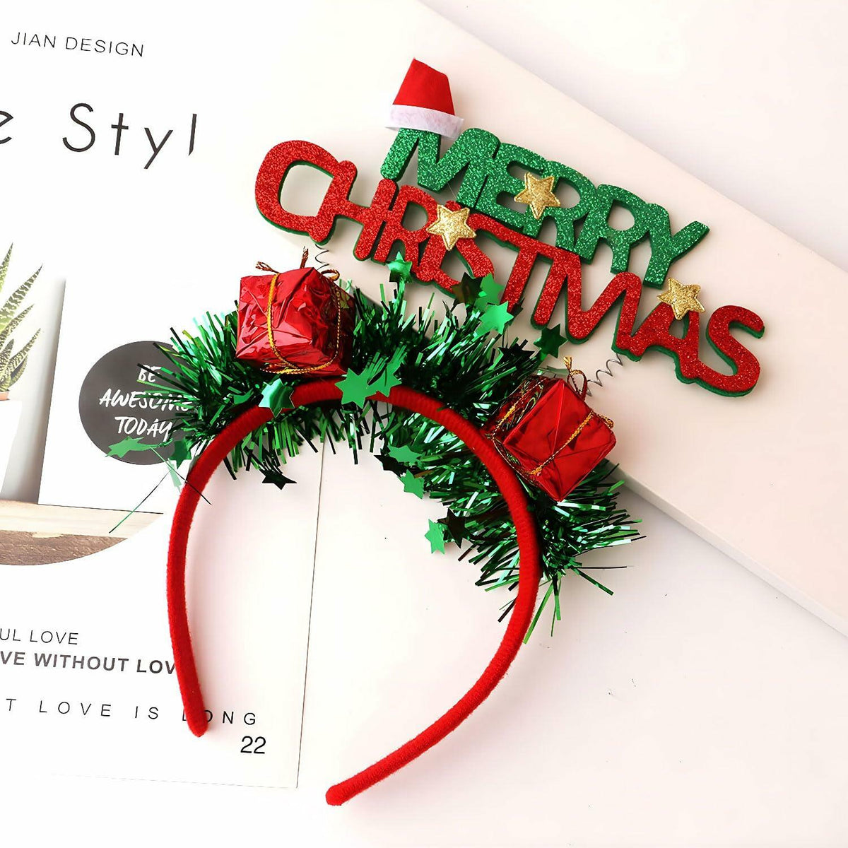Pvoiue Christmas Headband Women Girls Holiday Hair Decoration Xmas Party
