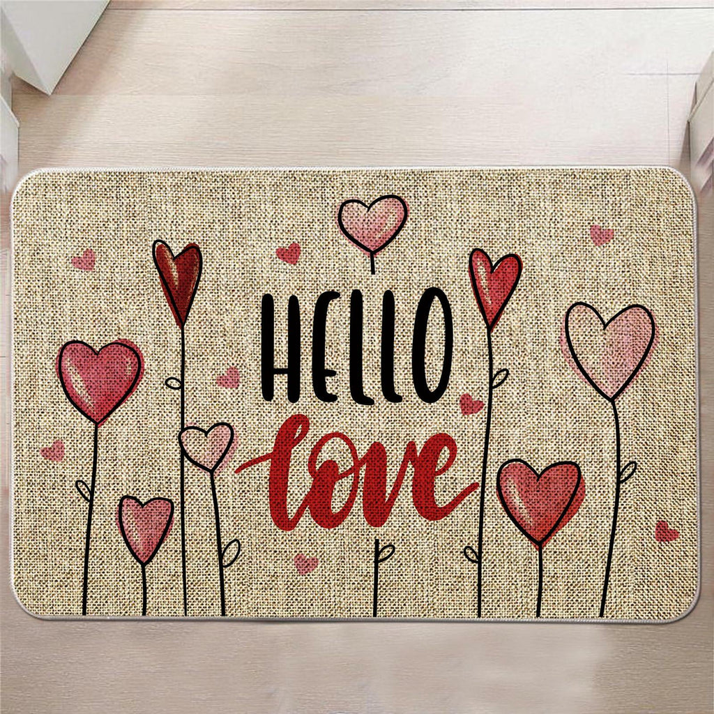 GAGEC Valentines Day Door Mat Hello Love Hearts Decorative 17x27 Inch