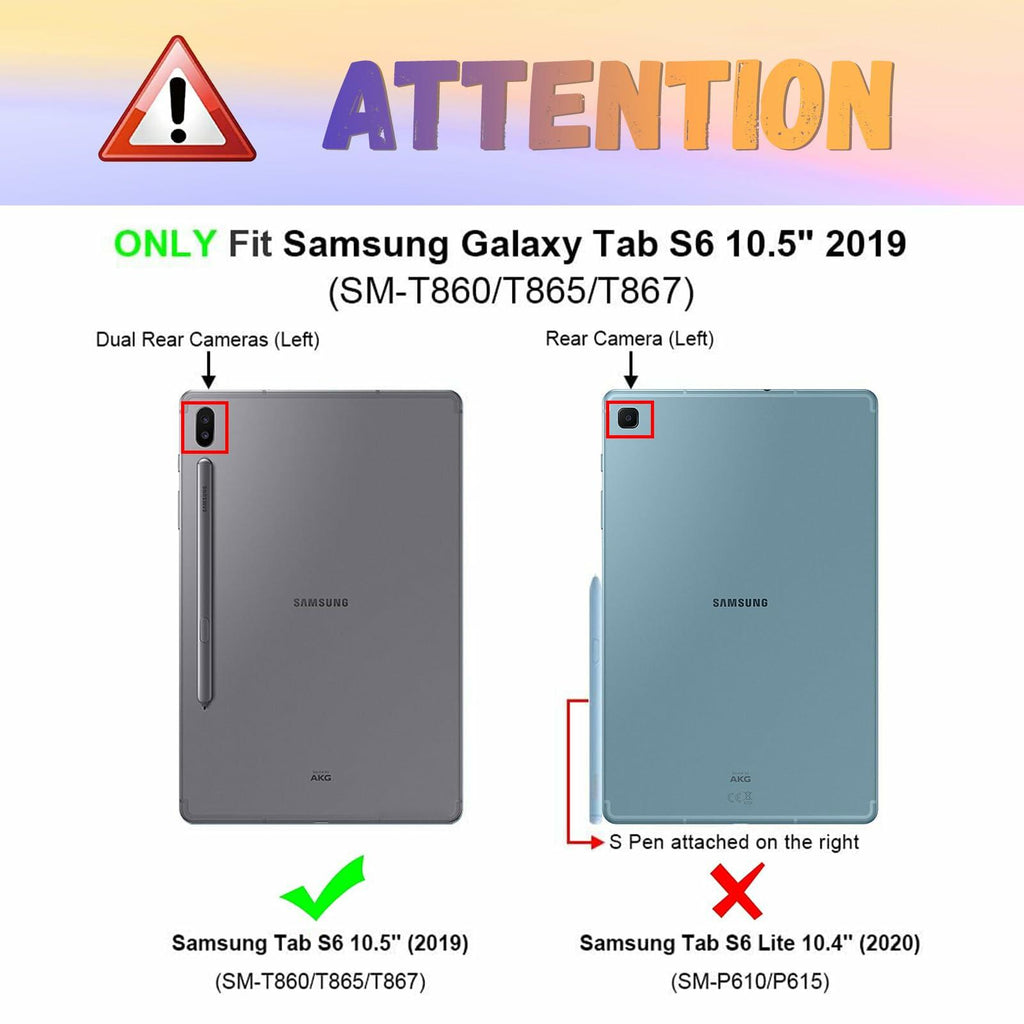 Petonist Galaxy Tab S6 Case 10.5" Cartoon Princess Design for SM-T860/T865