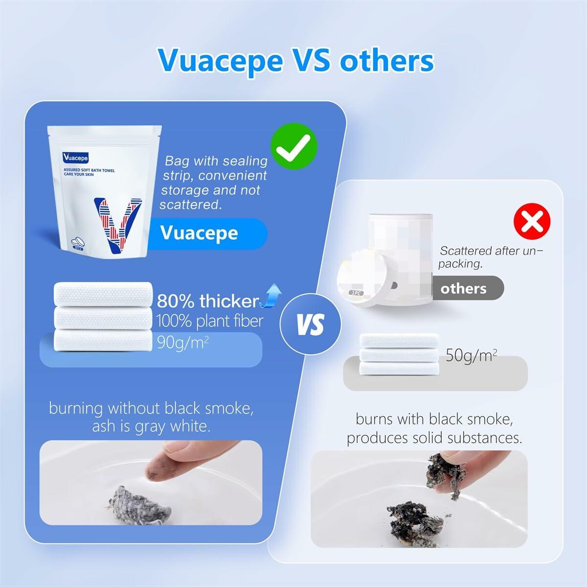 vuacepe Disposable Compressed Bath Towels Cotton Soft 27.5x55.1in 5 Pack