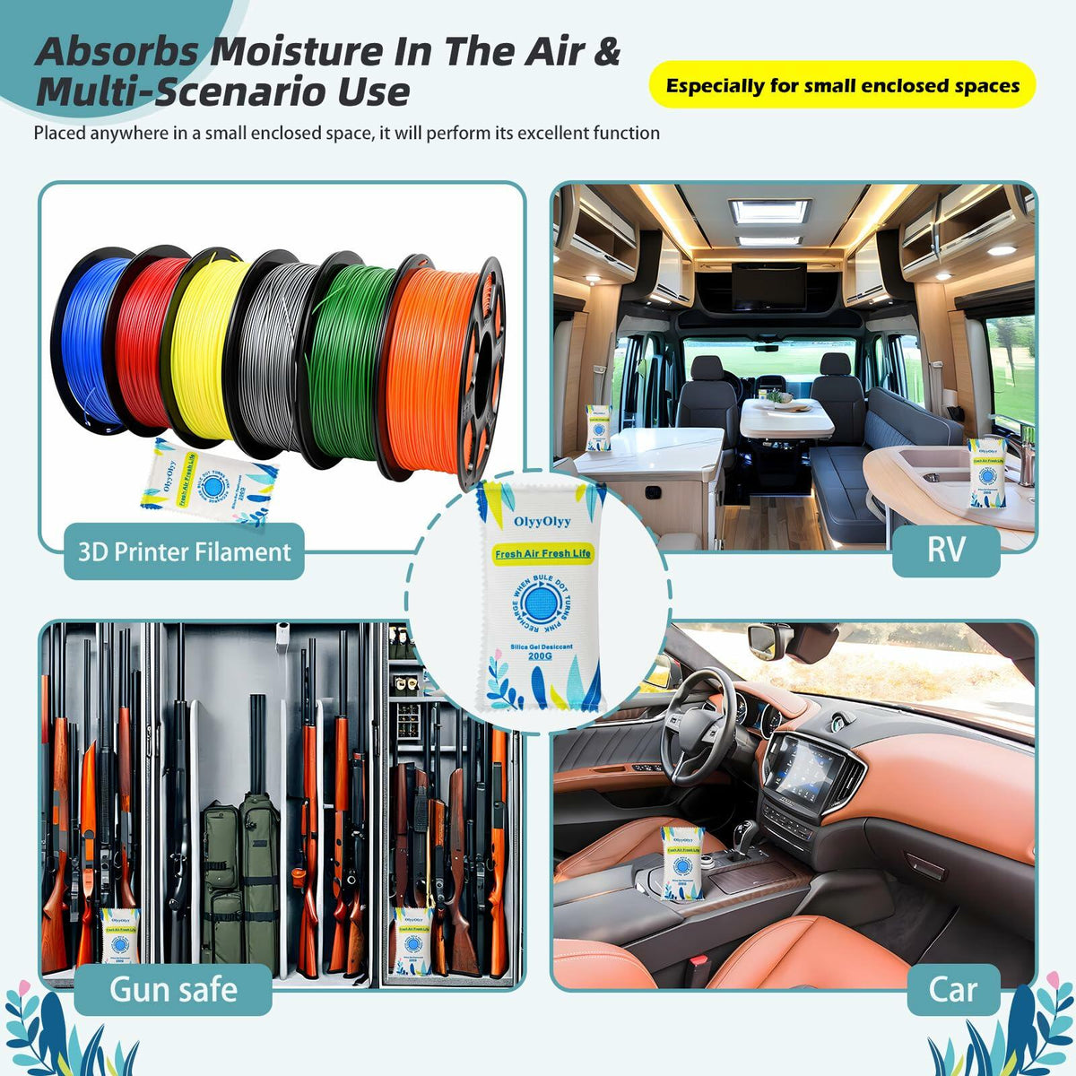 2x 200G Rechargeable Desiccant Packs Moisture Absorber Car Gun Safe