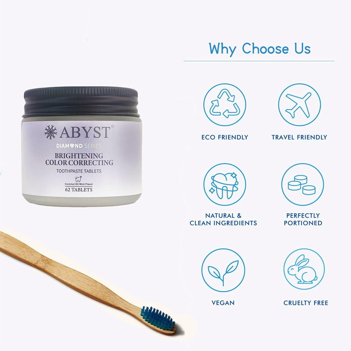 ABYST Toothpaste Tablets Fluoride-Free Whitening Nano Hydroxyapatite 62Ct