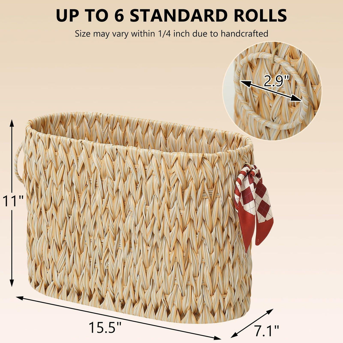 ELINZINE Toilet Paper Holder & Storage Basket for 6 Mega Rolls Grey 1 Pack