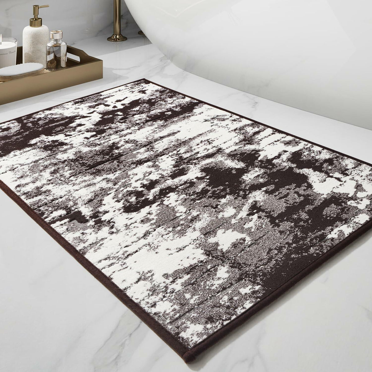 PADOOR Bath Mat Absorbent Non Slip Rubber Backing 17x24 Mocha Brown