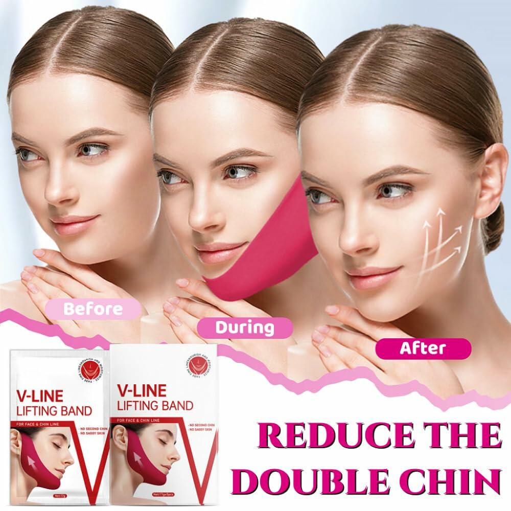 ROWMATE Chin Strap Toning Hydrogel Collagen Mask Hyaluronic Acid Red 10 pcs