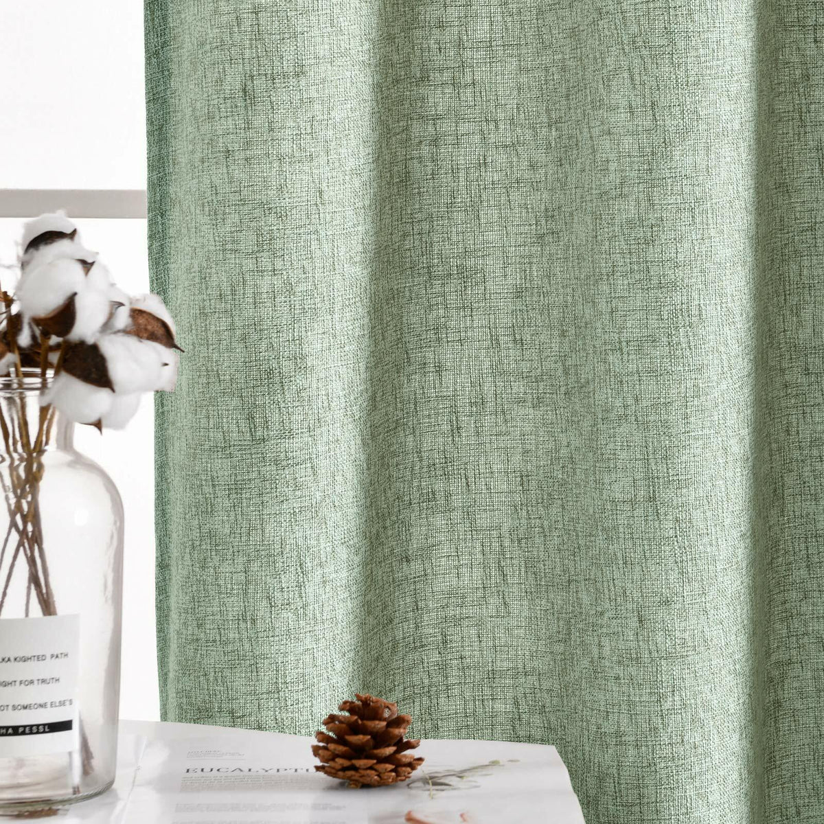 Jinchan Faux Linen Curtains 96” Gray Farmhouse Grommet Light Filtering Set