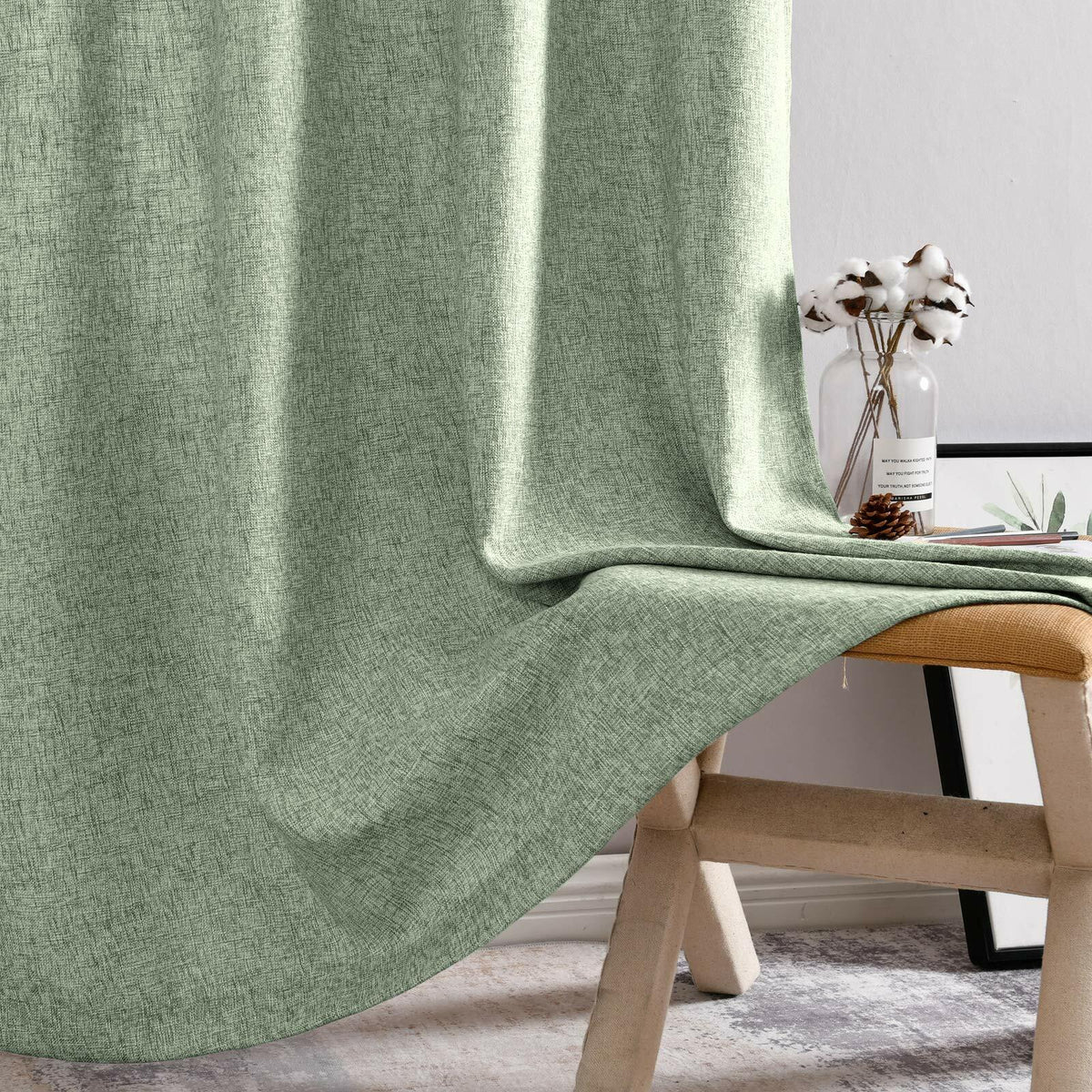 Jinchan Faux Linen Curtains 96” Gray Farmhouse Grommet Light Filtering Set