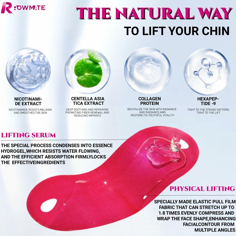 ROWMATE Chin Strap Toning Hydrogel Collagen Mask Hyaluronic Acid Red 10 pcs
