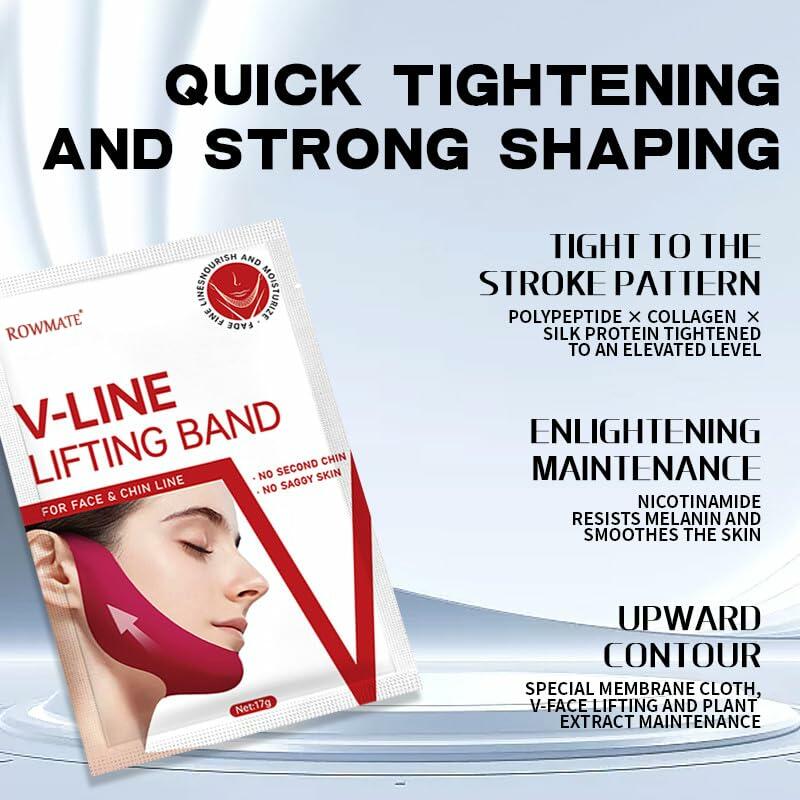 ROWMATE Chin Strap Toning Hydrogel Collagen Mask Hyaluronic Acid Red 10 pcs