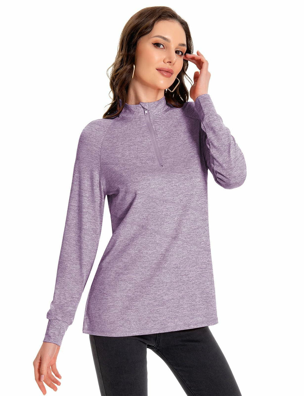 SOUL FLEX Women's 1/4 Zip Long Sleeve Athletic Shirt Deep Purple Size XL