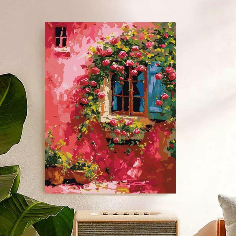 ZRIZQ Paint by Number Kit 12x16 Canvas Butterfly Rose Colorful Box