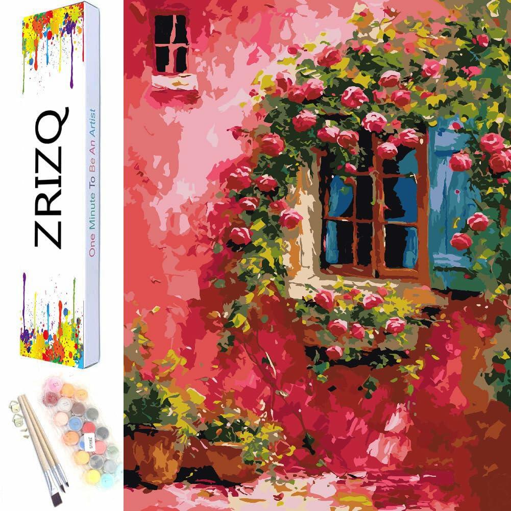 ZRIZQ Paint by Number Kit 12x16 Canvas Butterfly Rose Colorful Box