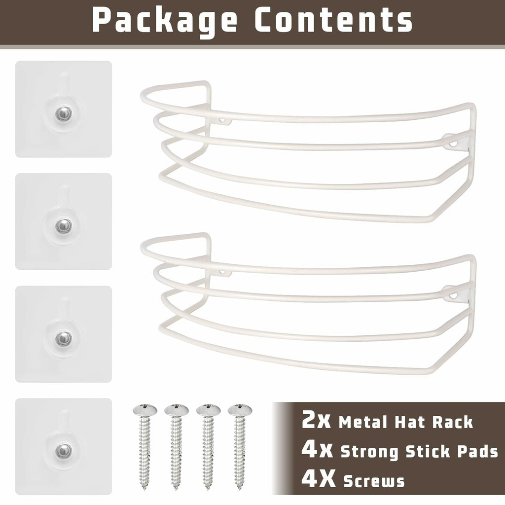 Fikoksol Metal Hat Racks for Baseball Caps Wall Mount Organizer 2Pcs Black