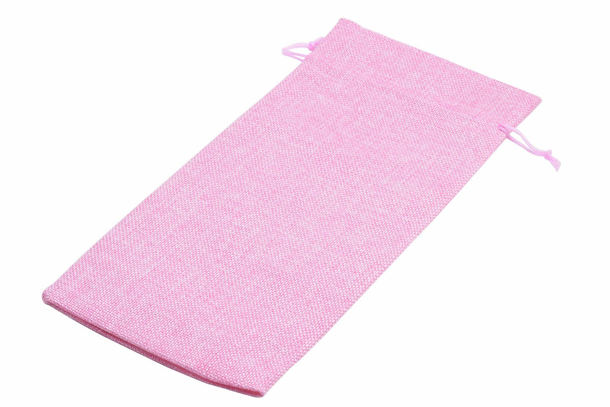 Viamto 10pcs Pink Burlap Wine Bags Drawstring Lining 15x35cm Gift Pouches