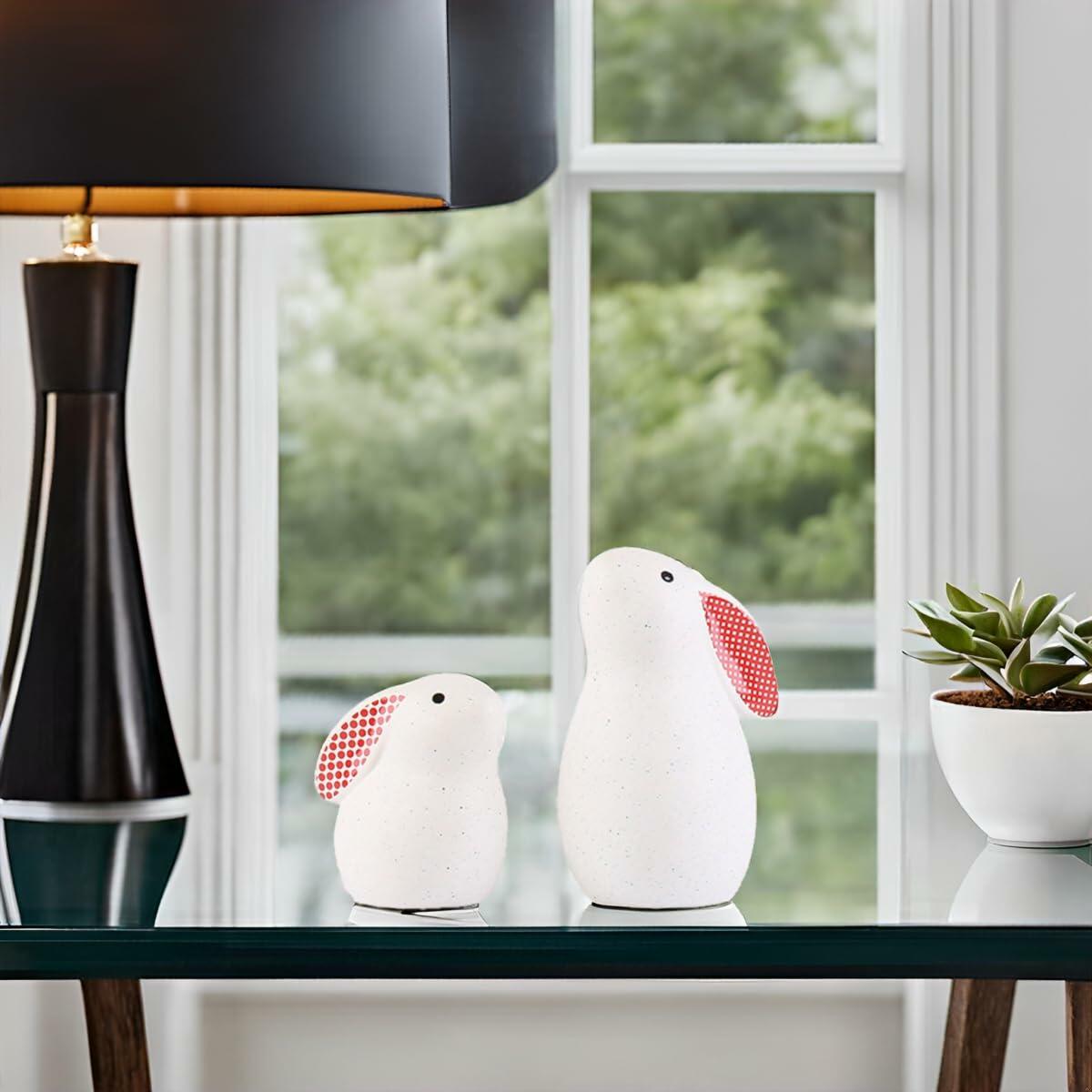NYSCURE Ceramic Rabbit Figurine Sitting Statue Home Decor 4.8 Inch