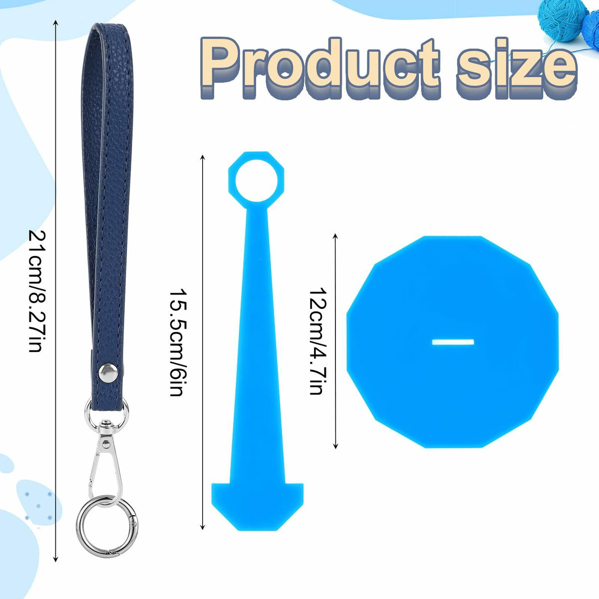 Portable Wrist Yarn Holder with Leather Strap Yarn Ball Organizer Blue