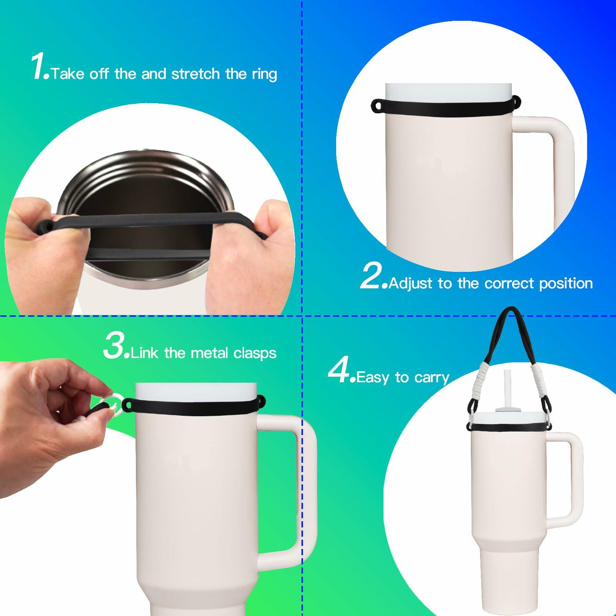 Stanley Cup Accessories Set Boot Handle Strap Straw Cover Charms Stickers