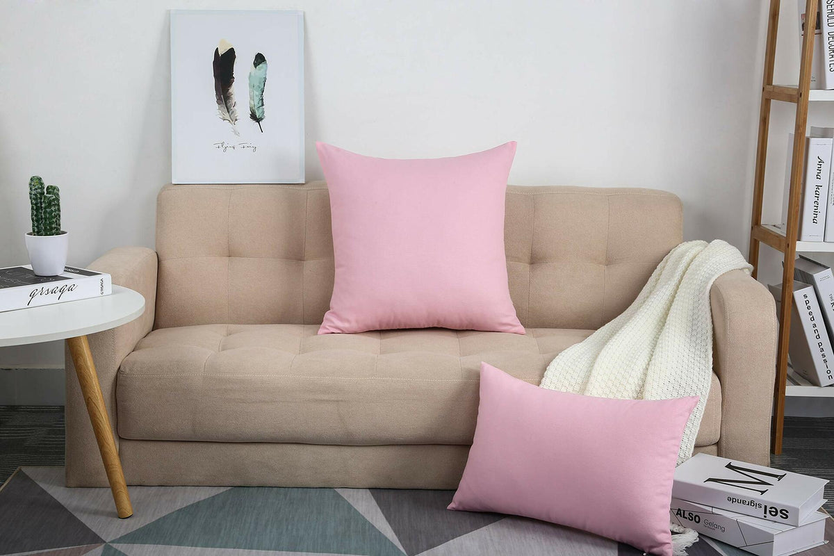 TangDepot Handmade Decorative Cotton Canvas Throw Pillow Covers 14x14 Salmon