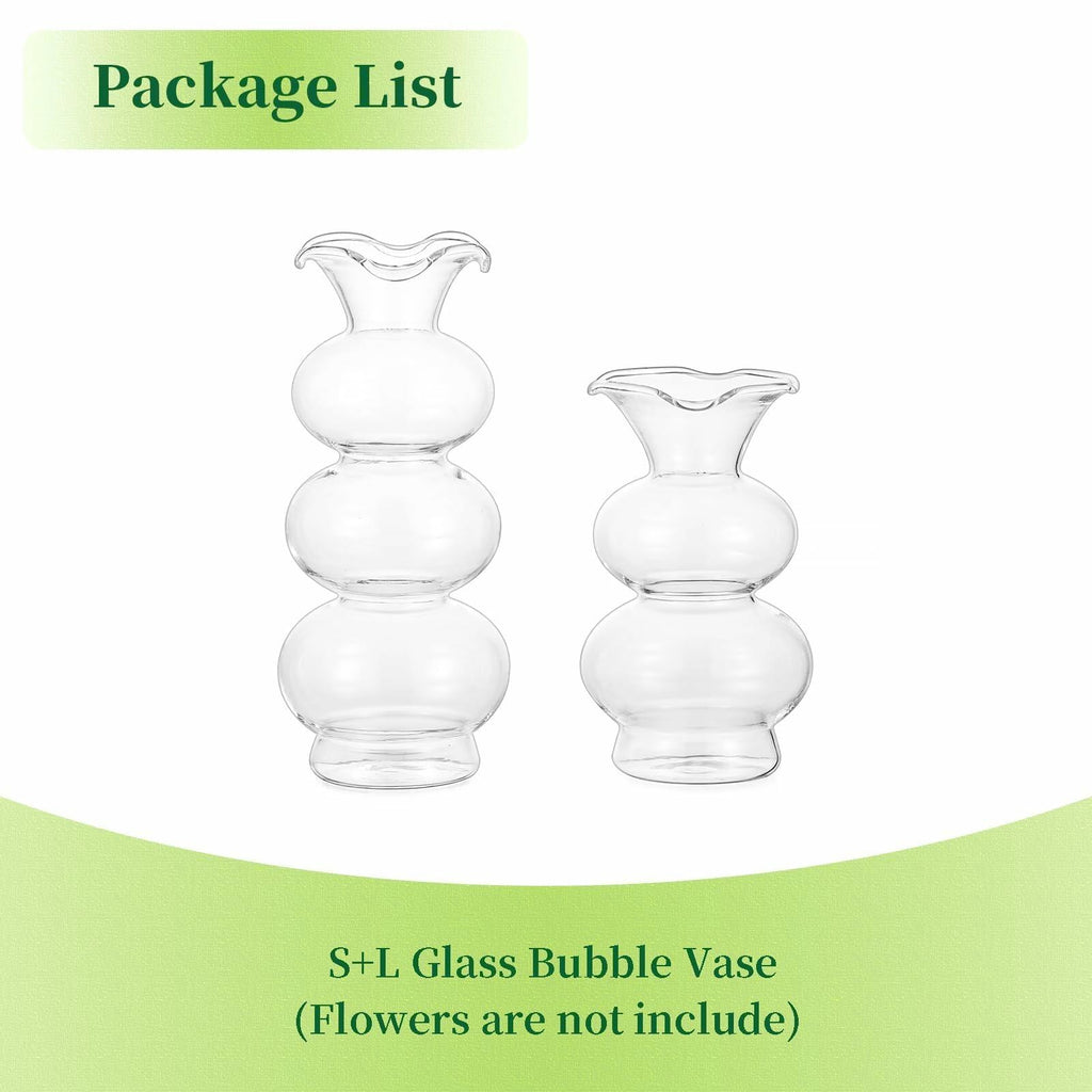 Hewory Glass Bubble Bud Vase Small Clear Glass Flower Vase for Single Stem