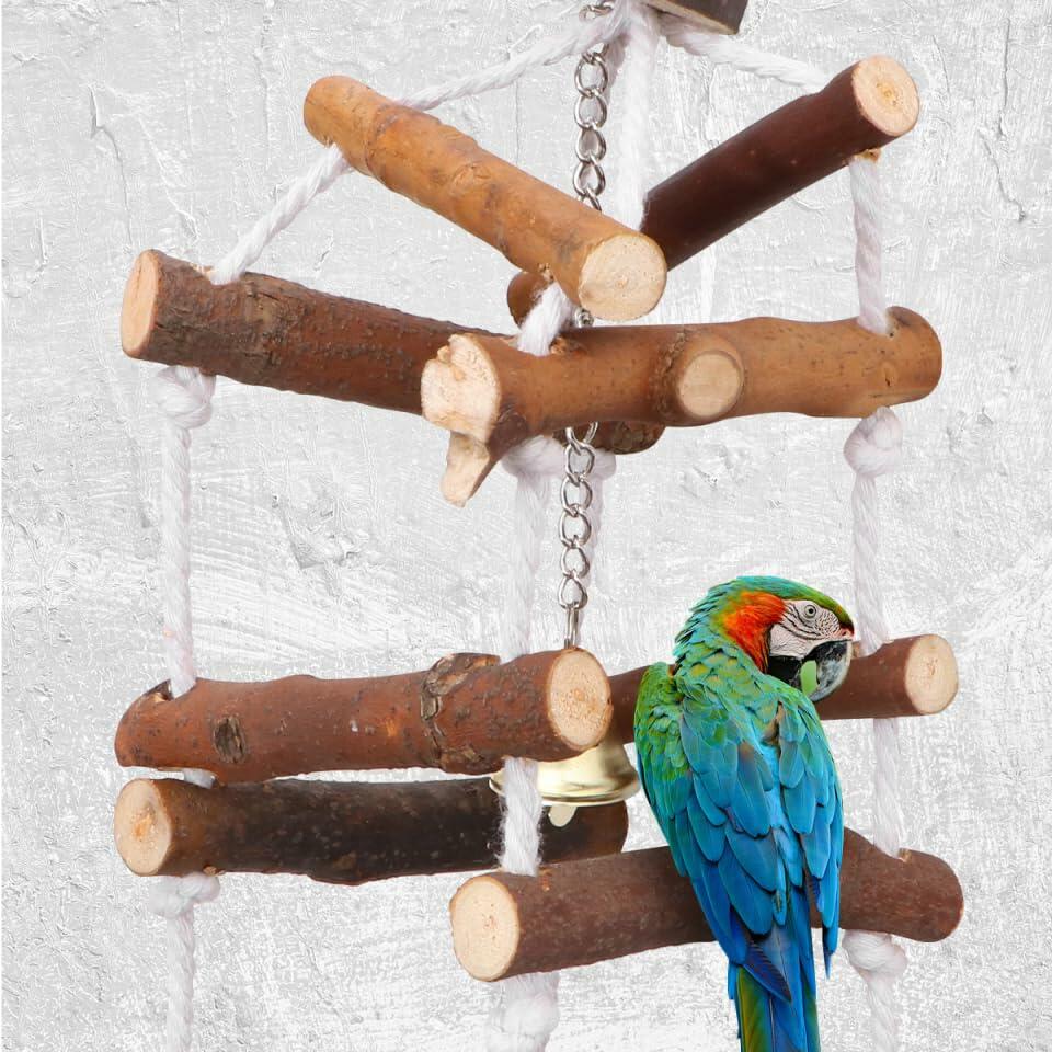 balacoo Wooden Bird Swing Perch Stand for Parakeets Conures Lovebirds