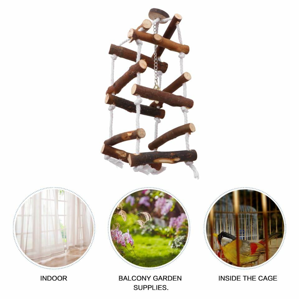 balacoo Wooden Bird Swing Perch Stand for Parakeets Conures Lovebirds