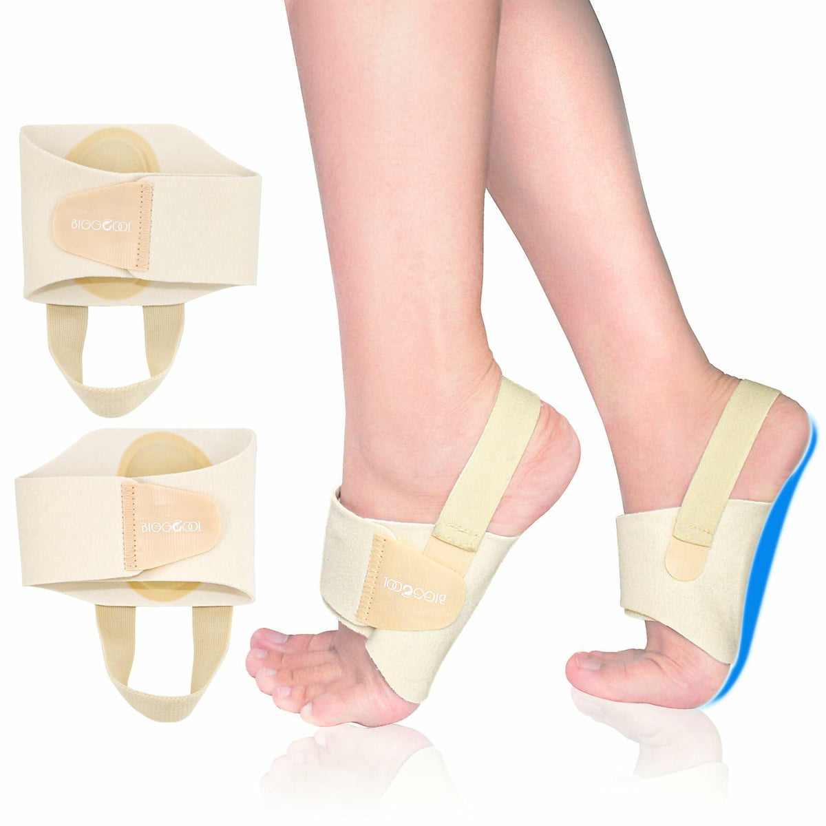 BIGGCOOL Arch Support Bands Adjustable for Flat Feet Pain Relief Compression