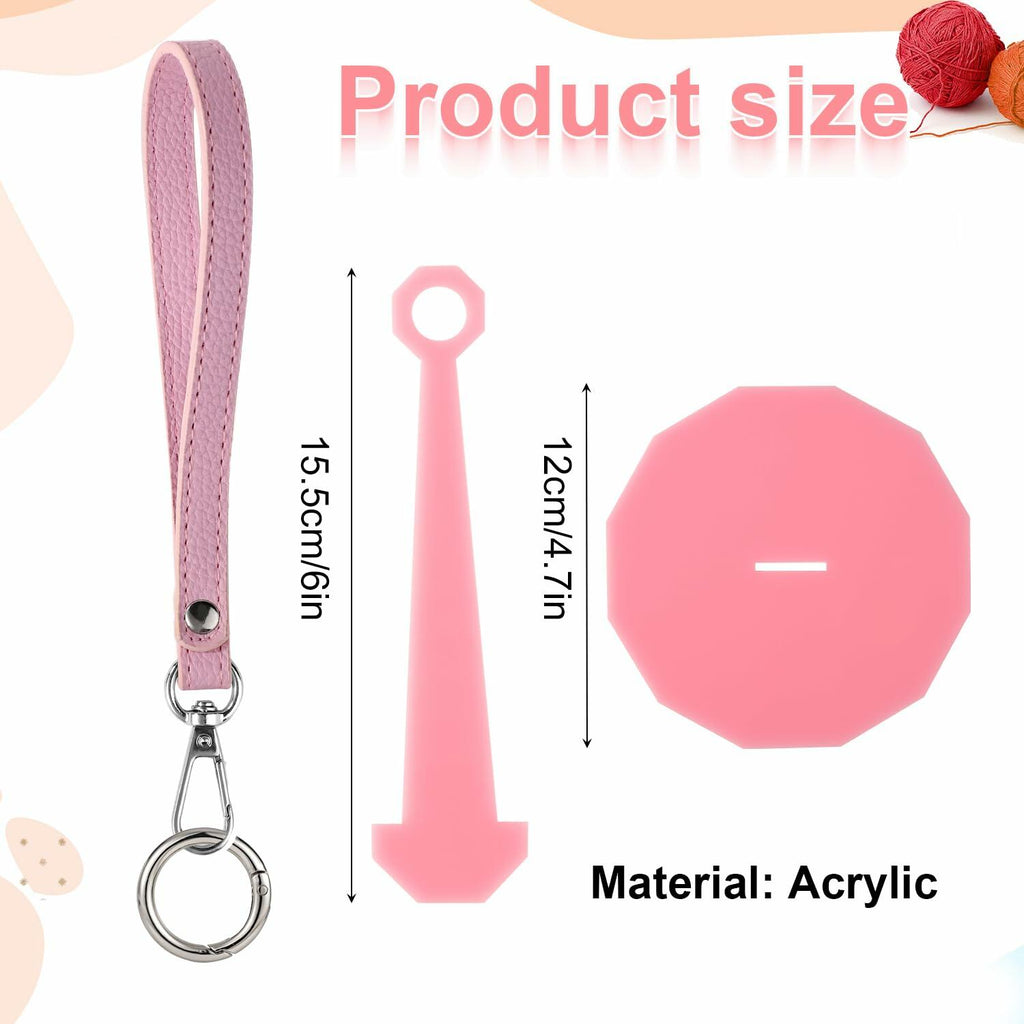 Portable Wrist Yarn Holder Leather Strap Yarn Spinner Organizer Pink