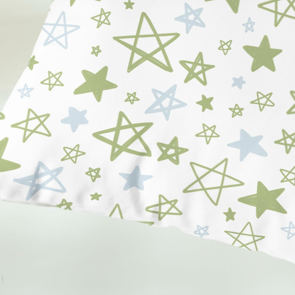 CaliTime Throw Pillow Covers Pack of 2 Cozy Fleece Stars 18x18in Sage Green