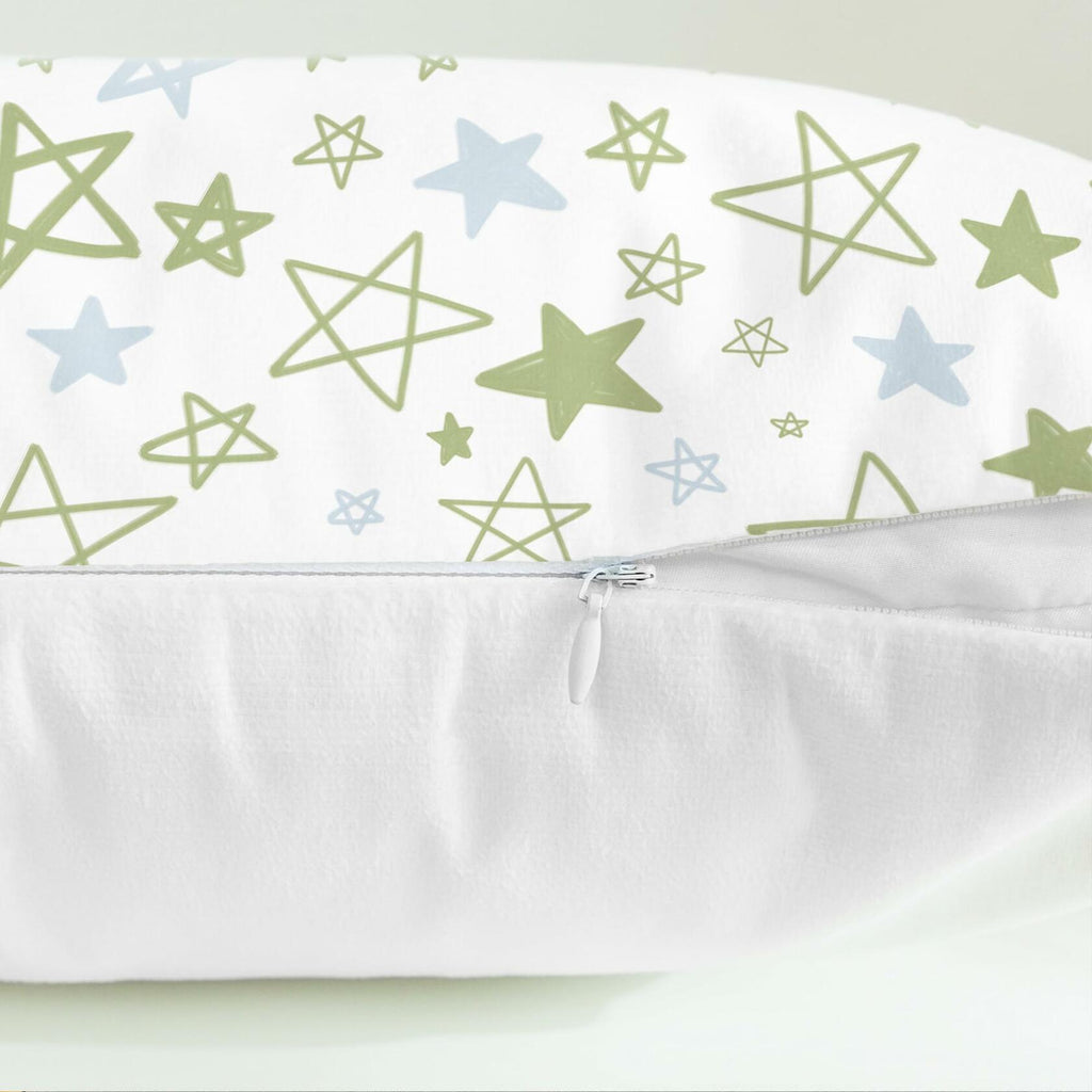 CaliTime Throw Pillow Covers Pack of 2 Cozy Fleece Stars 18x18in Sage Green