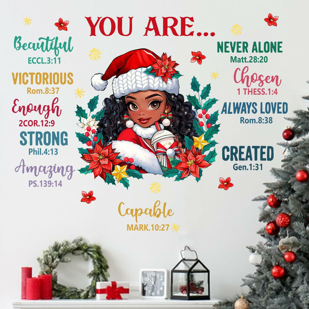 Mfault Christmas Black Girl Inspirational Wall Decals Stickers Xmas Decor