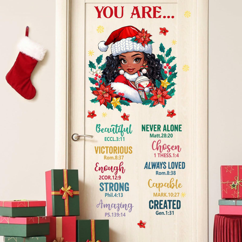 Mfault Christmas Black Girl Inspirational Wall Decals Stickers Xmas Decor