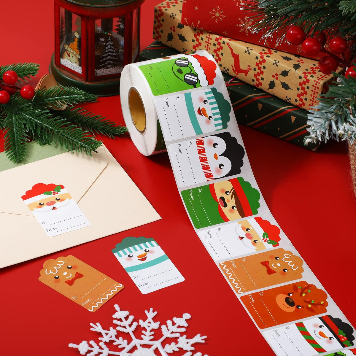 800 Pcs Christmas Gift Tag Stickers Self Adhesive Xmas Labels Cute Style
