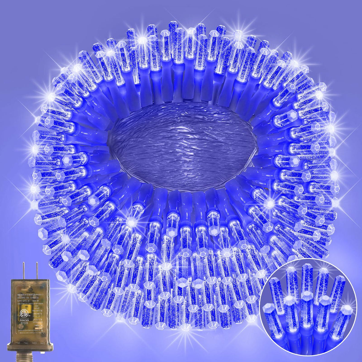 Heceltt 1140 LED 449FT Outdoor String Lights Blue 8 Modes Timer IP44