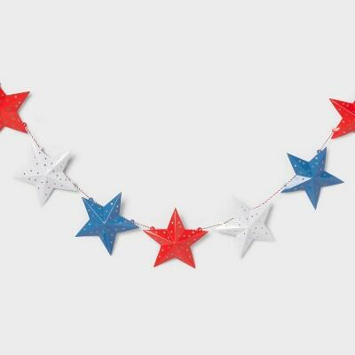 Sun Squad 3D Paper Star Garland Red White Blue Patriotic Party Decor