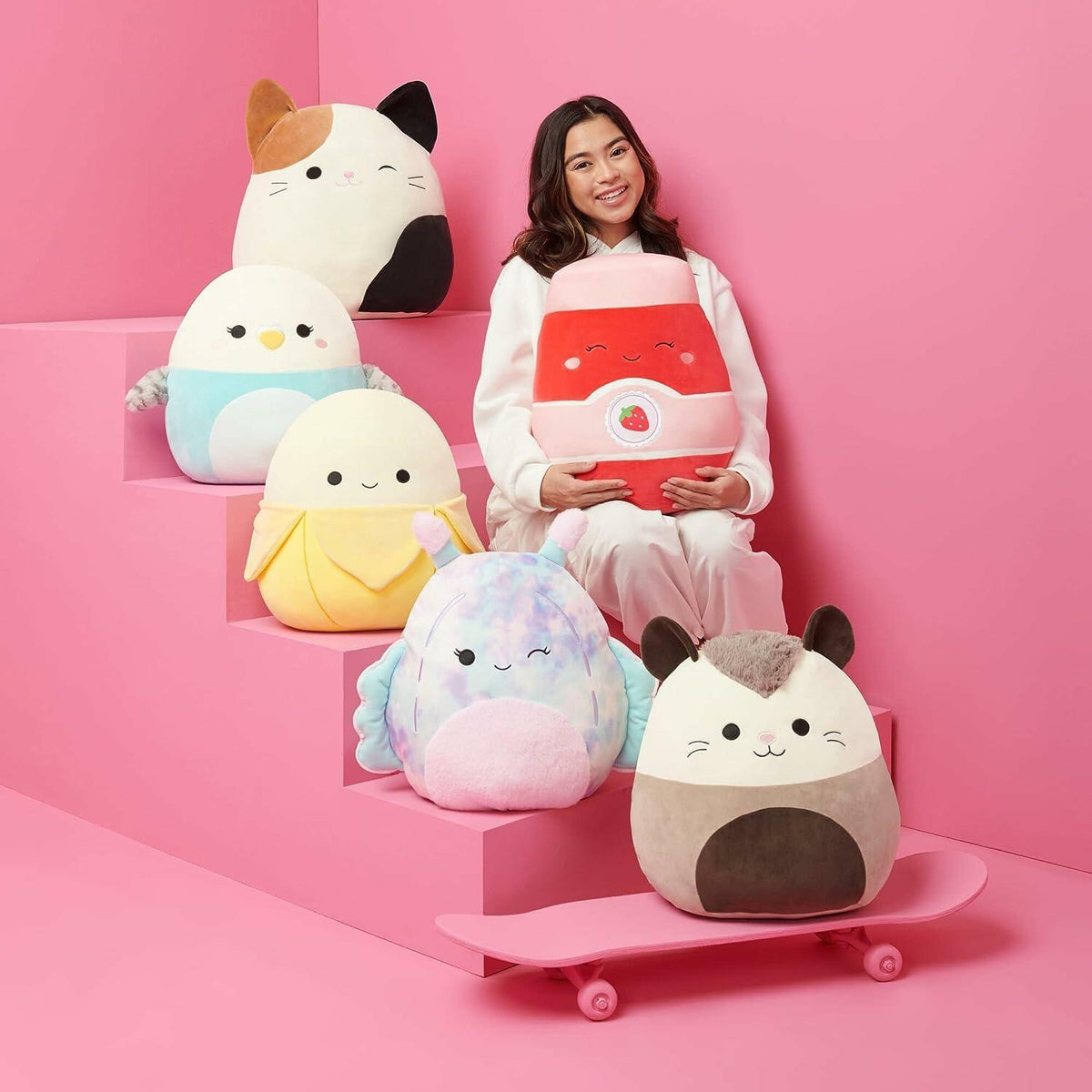 Squishmallows Emery Latte Squeaky Plush Dog Toy 3.5" Multicolor