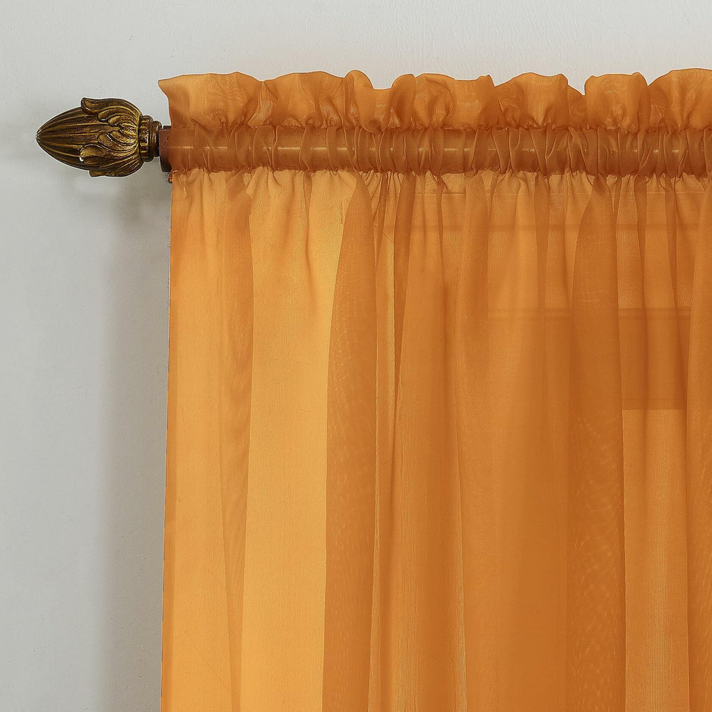 No. 918 Calypso Sheer Voile Rod Pocket Curtain Panel Orange 59x84