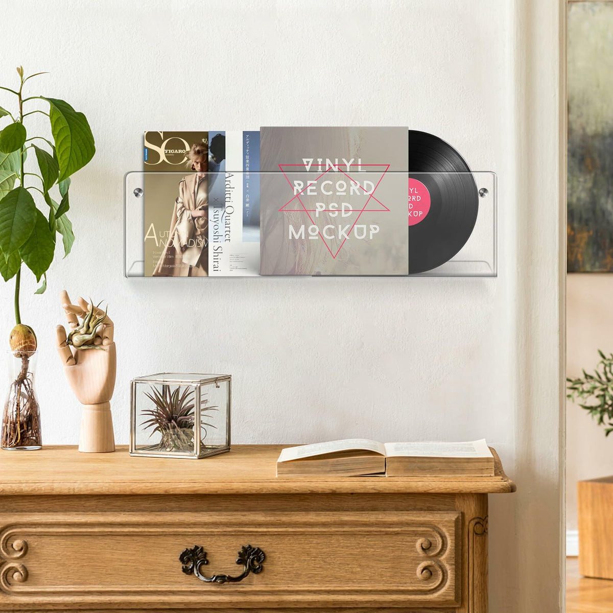 Vinyl Record Shelf Wall Mount Acrylic Floating Wall Shelf Clear 12 Inch