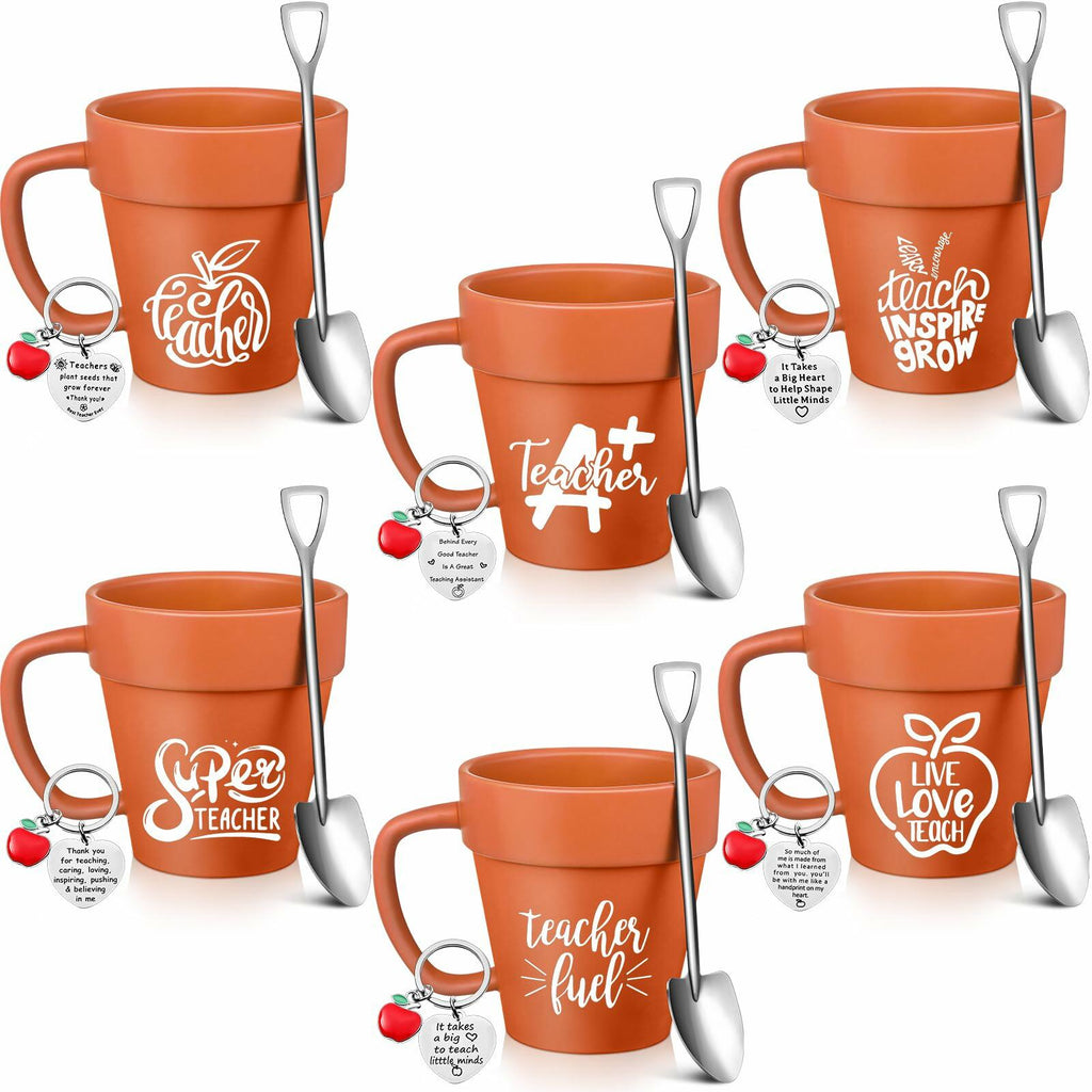 Nuogo Gardener 6 Set 11oz Ceramic Mug with Shovel Spoon Keychains