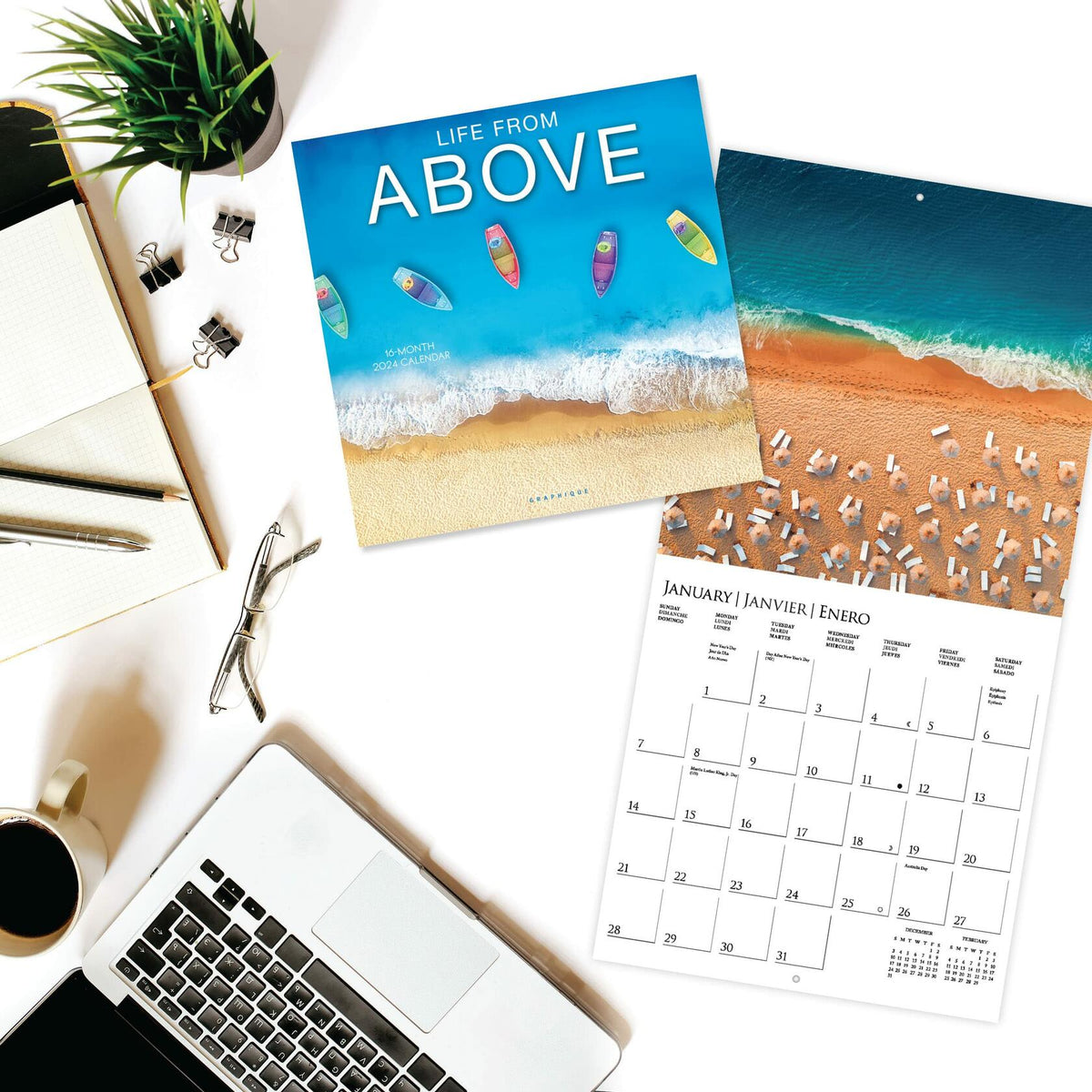 Graphique 2024 Life From Above Wall Calendar 12x12 Thick Paper Large Grid