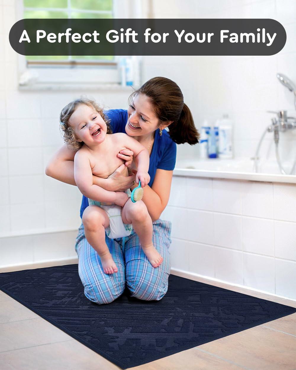 tchidio Soft Absorbent Non-Slip Bath Mat Rubber Backed Machine Washable