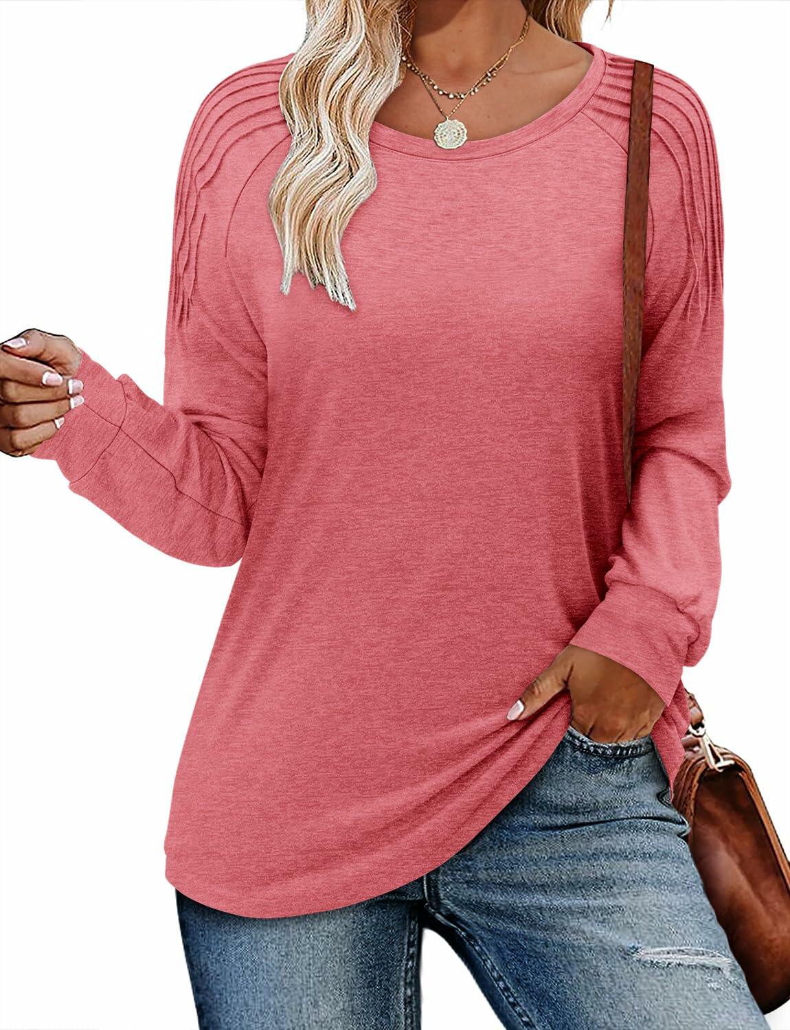 StunShow Women's Long Sleeve Pullover Shirt Pink XXL Size XXL