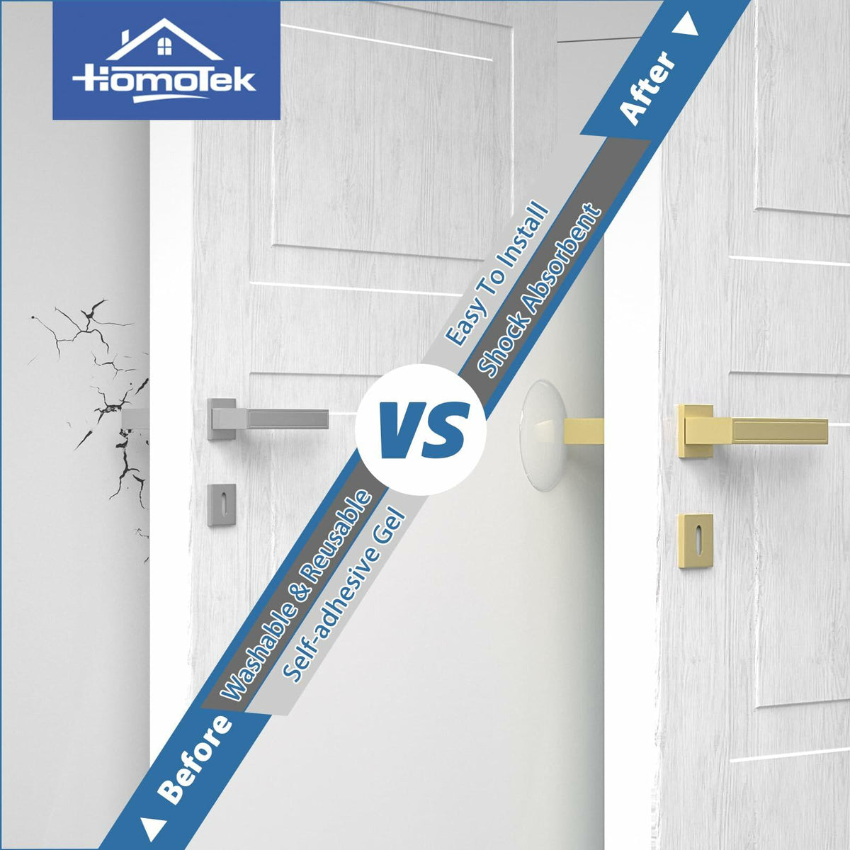 HOMOTEK Clear Door Stoppers 12 Pack 1.6in Transparent Round Wall Protector
