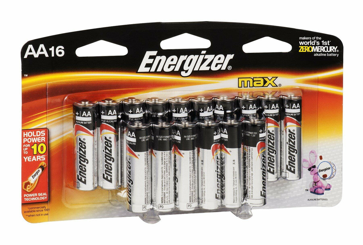 Energizer Max AA Battery 16 Pack Alkaline Long Lasting Power