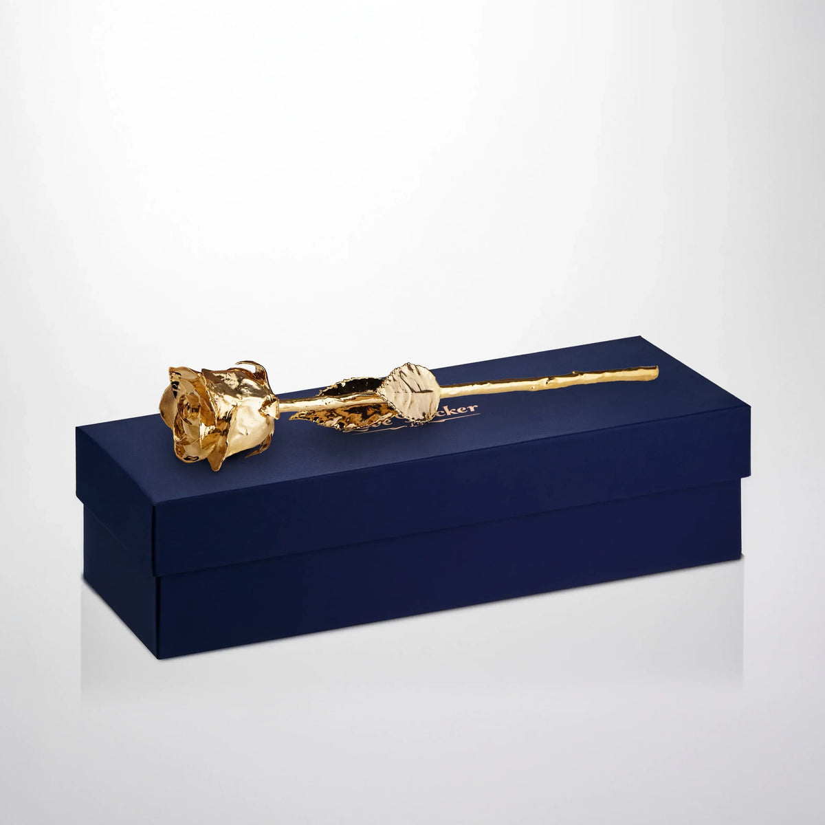24 Karat Gold Plated Rose 11.5" - Royal Navy Blue Box