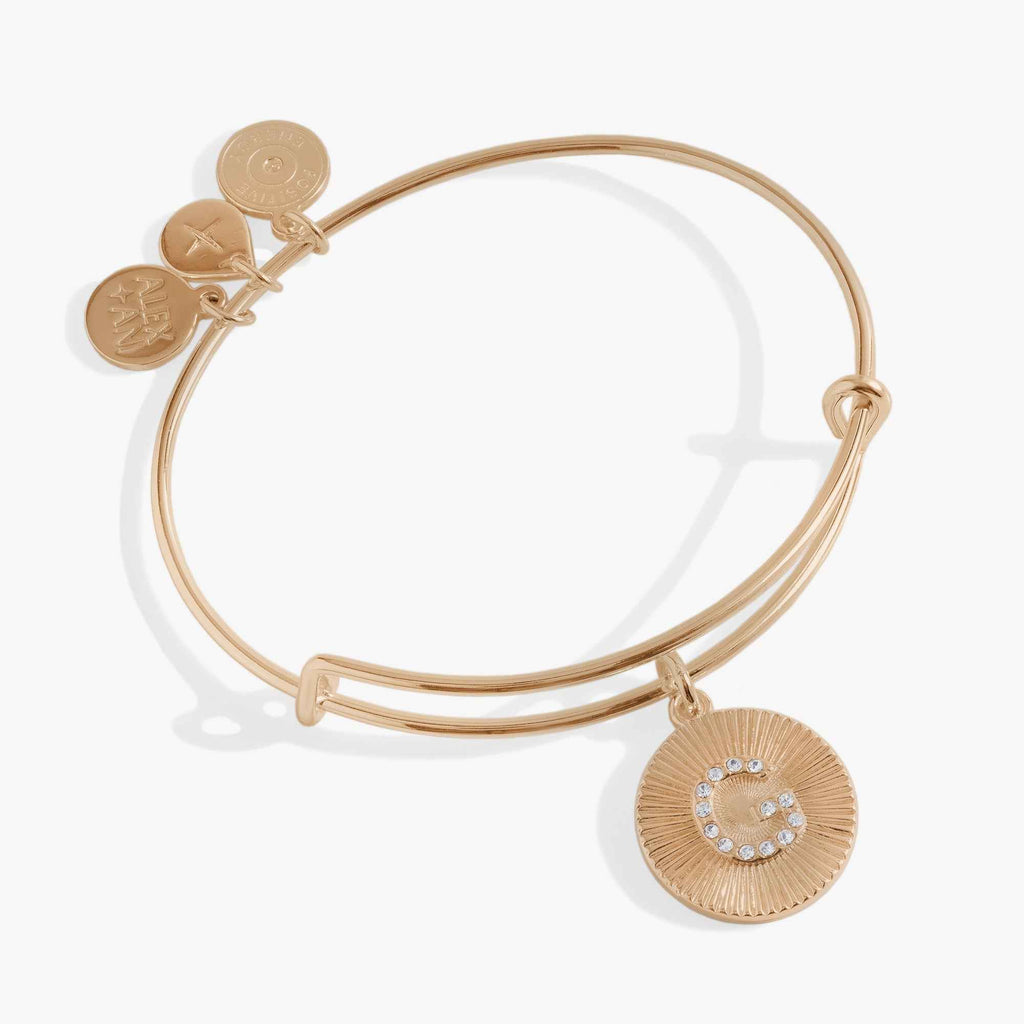 Initial G Pave Starburst Texture Bangle