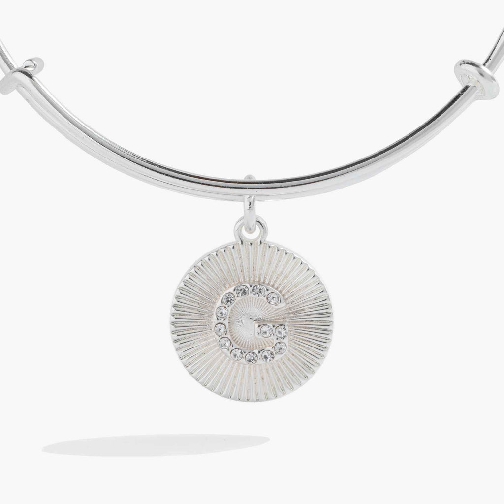 Initial G Pave Starburst Texture Bangle